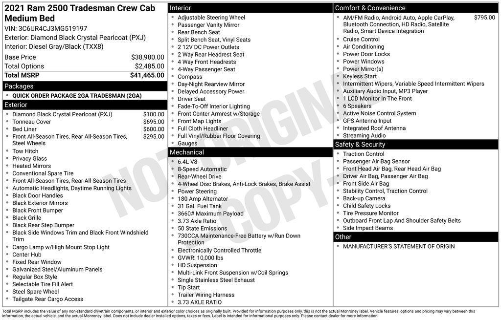 used 2021 Ram 2500 car, priced at $33,900