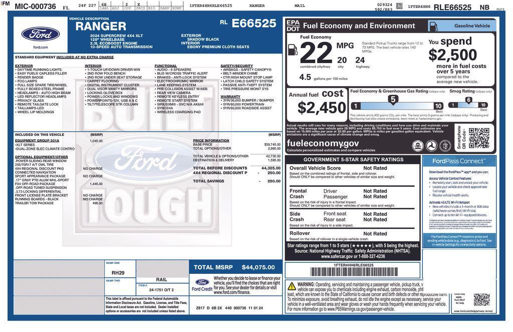new 2024 Ford Ranger car, priced at $39,635