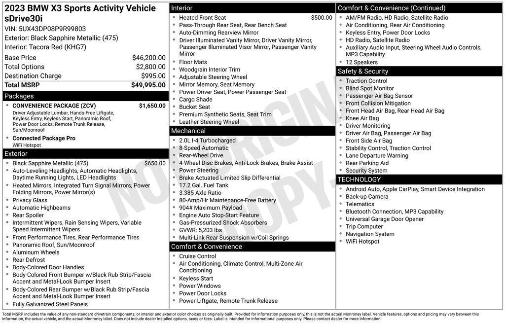 used 2023 BMW X3 car, priced at $34,901