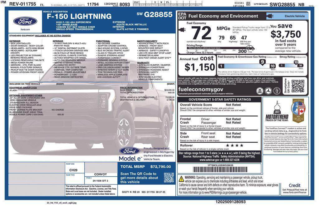 new 2025 Ford F-150 Lightning car, priced at $62,181