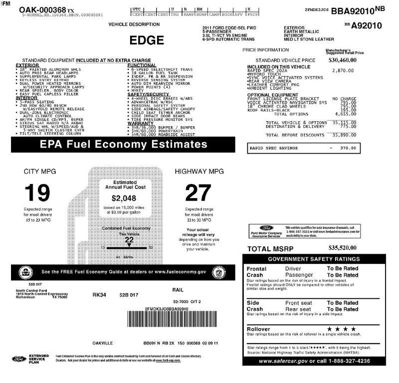used 2011 Ford Edge car, priced at $5,750