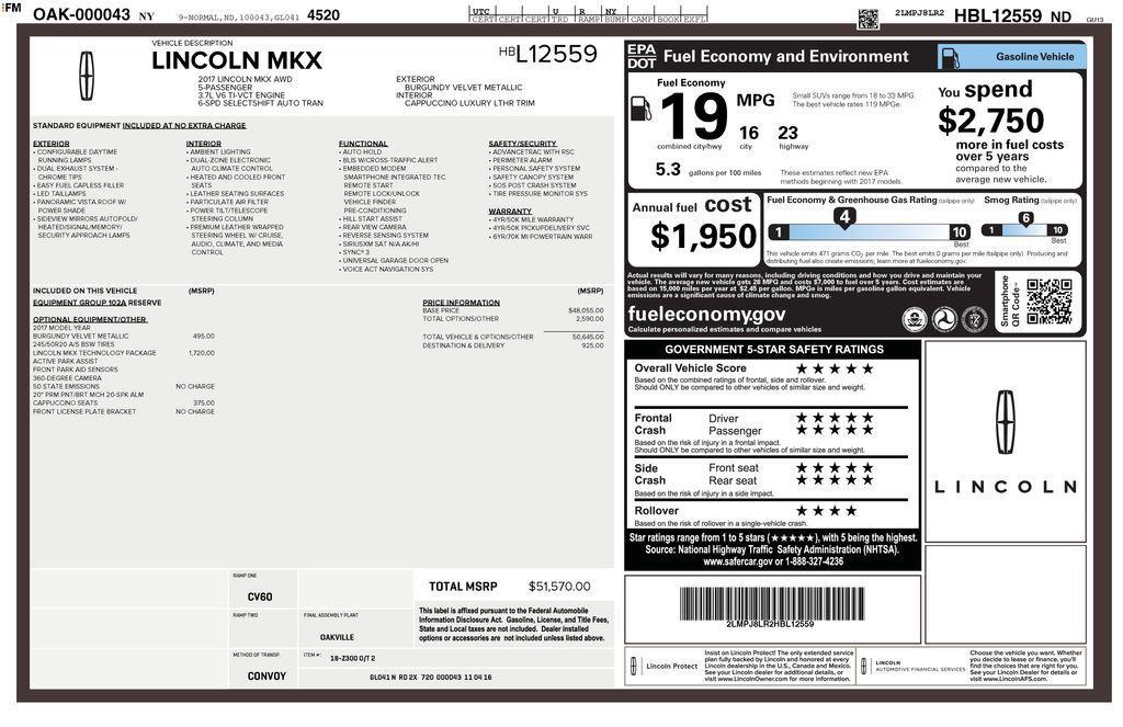 used 2017 Lincoln MKX car, priced at $15,500
