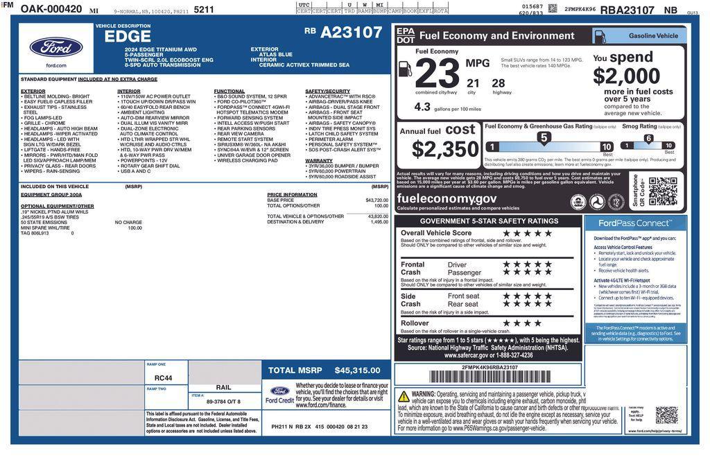 used 2024 Ford Edge car, priced at $33,900