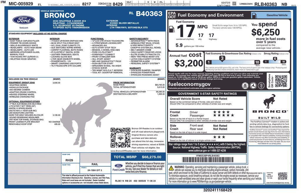 new 2024 Ford Bronco car, priced at $58,191