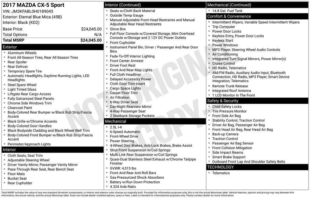 used 2017 Mazda CX-5 car, priced at $14,000