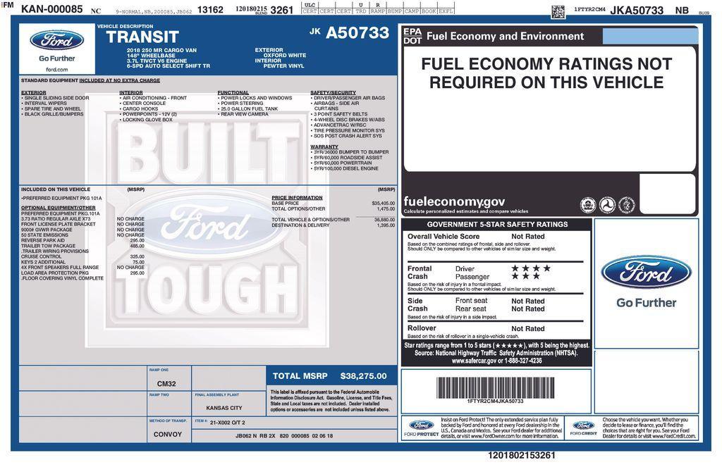 used 2018 Ford Transit-250 car, priced at $20,900