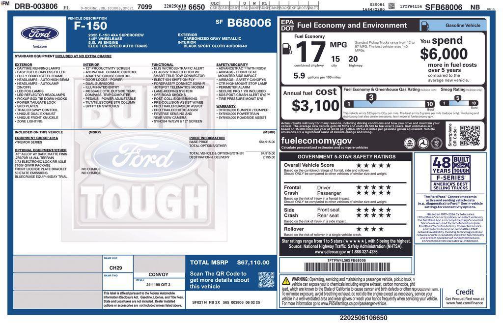 new 2025 Ford F-150 car, priced at $63,371