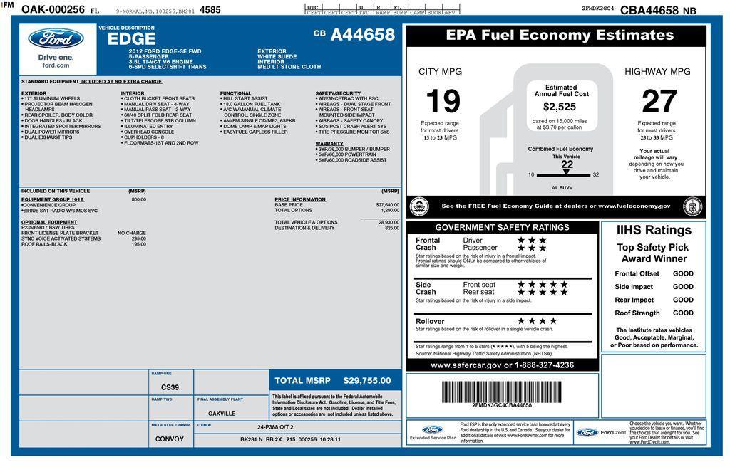 used 2012 Ford Edge car, priced at $6,900
