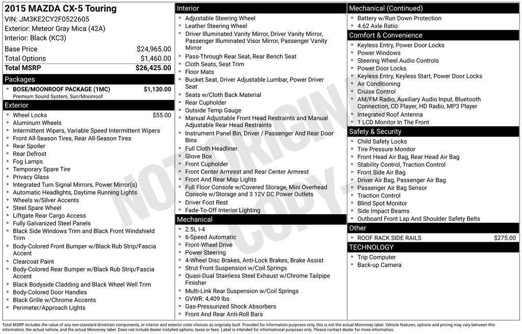 used 2015 Mazda CX-5 car, priced at $12,501