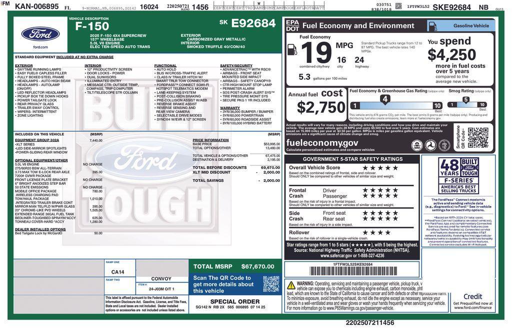 new 2025 Ford F-150 car, priced at $61,611