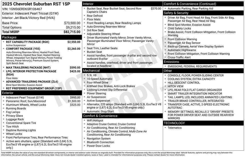 used 2025 Chevrolet Suburban car, priced at $73,900