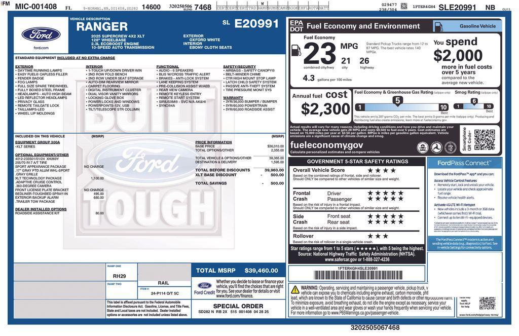 new 2025 Ford Ranger car, priced at $35,934