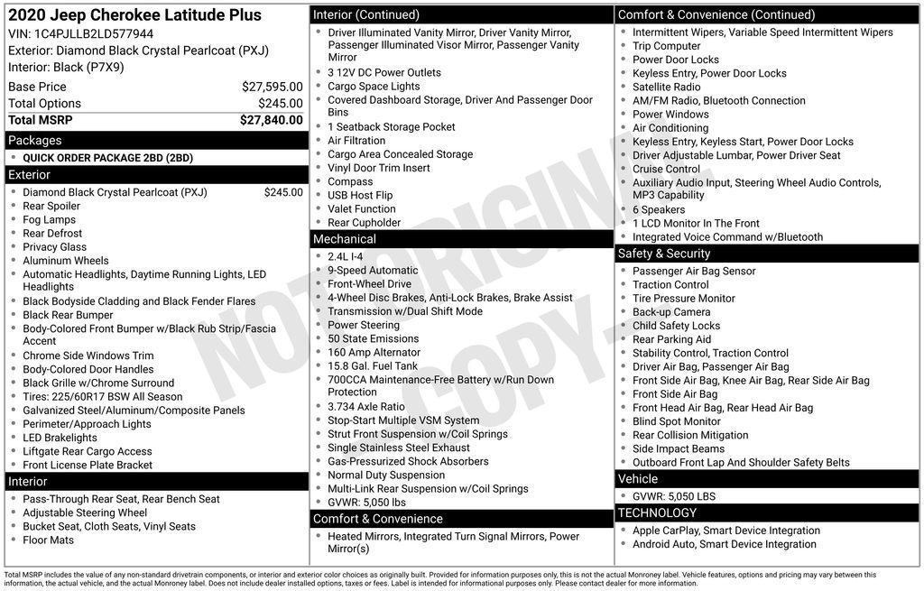 used 2020 Jeep Cherokee car, priced at $14,901