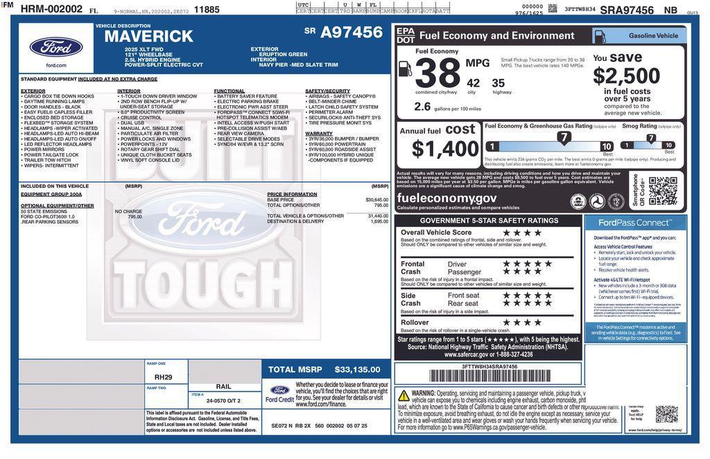 new 2025 Ford Maverick car, priced at $31,563