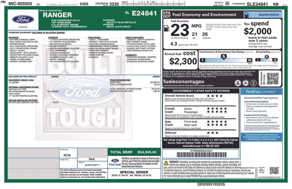 new 2025 Ford Ranger car, priced at $32,924
