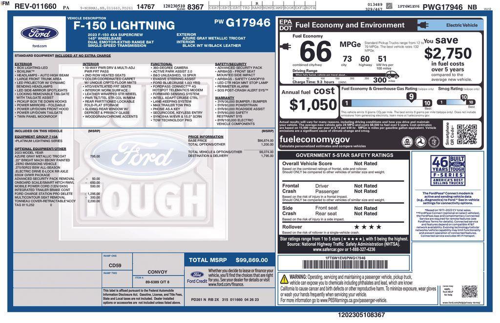 used 2023 Ford F-150 Lightning car, priced at $54,900