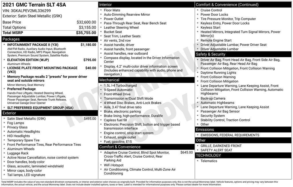 used 2021 GMC Terrain car, priced at $21,501