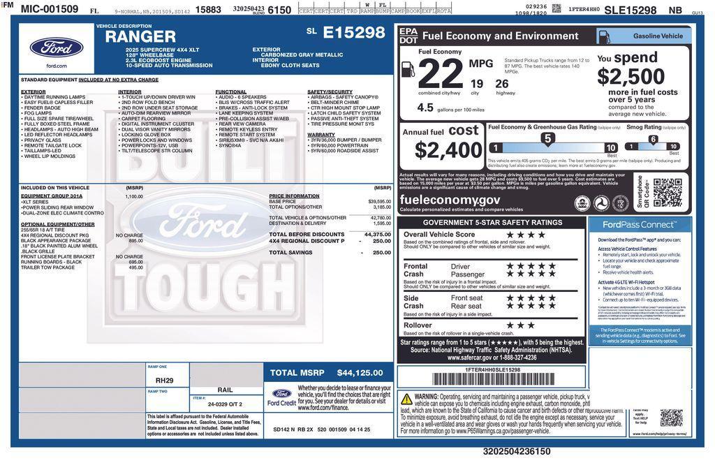 new 2025 Ford Ranger car, priced at $41,001