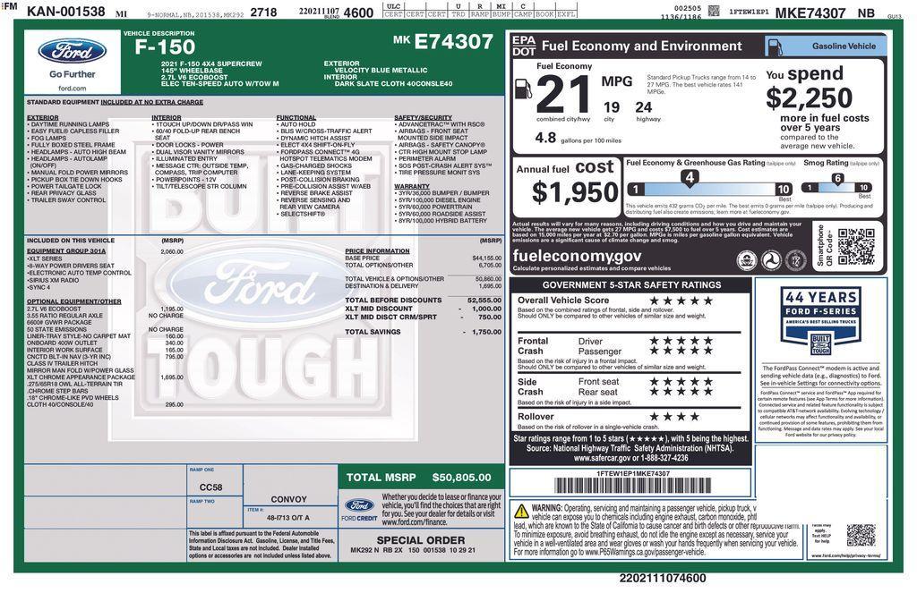 used 2021 Ford F-150 car, priced at $35,500