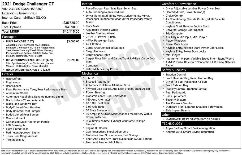 used 2021 Dodge Challenger car, priced at $29,250
