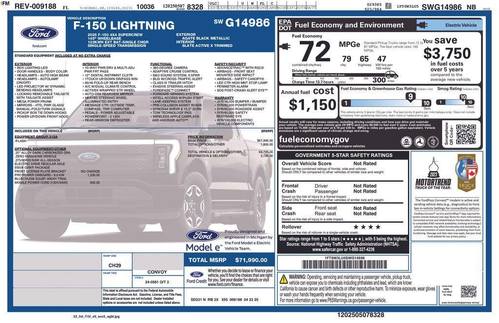 new 2025 Ford F-150 Lightning car, priced at $55,117
