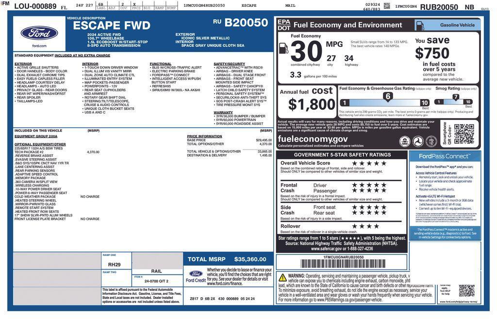 new 2024 Ford Escape car, priced at $28,070