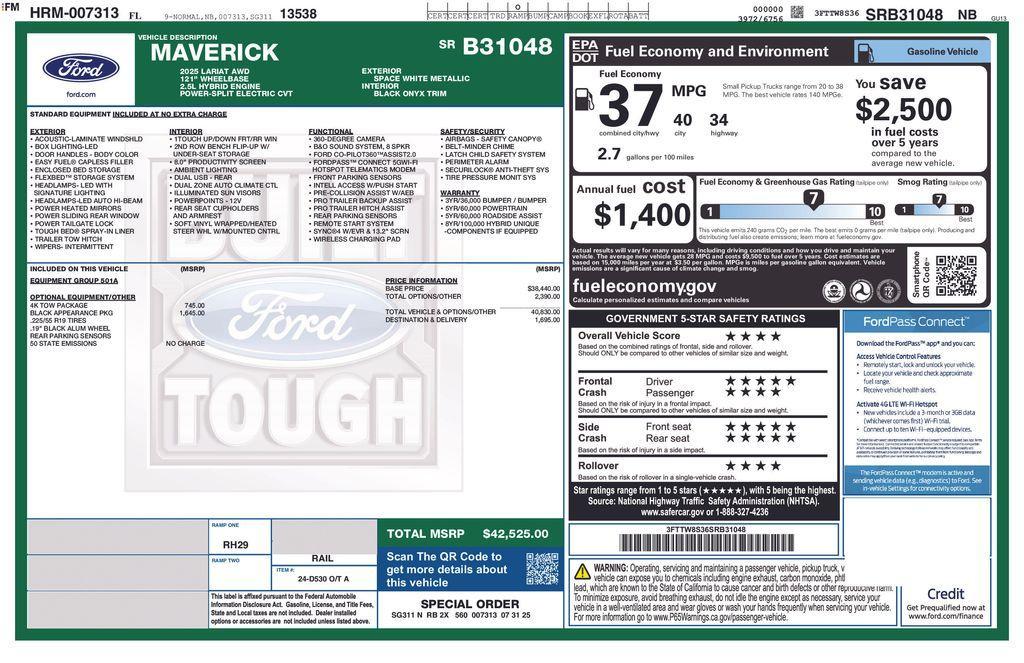new 2025 Ford Maverick car, priced at $41,525