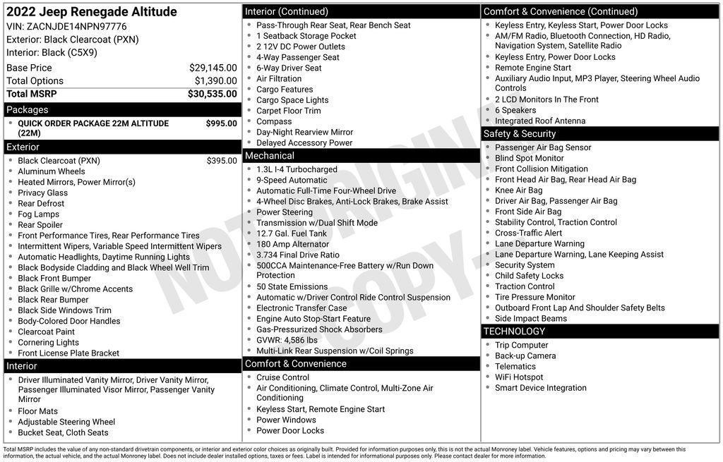 used 2022 Jeep Renegade car, priced at $20,500