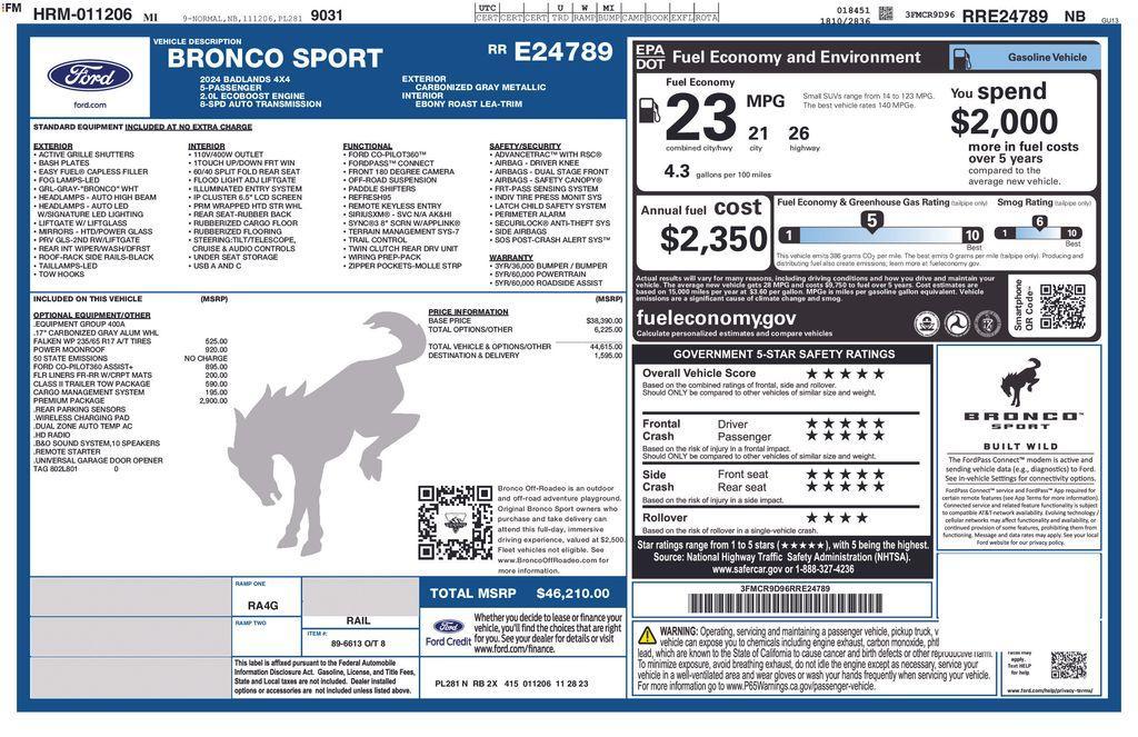 used 2024 Ford Bronco Sport car, priced at $37,250