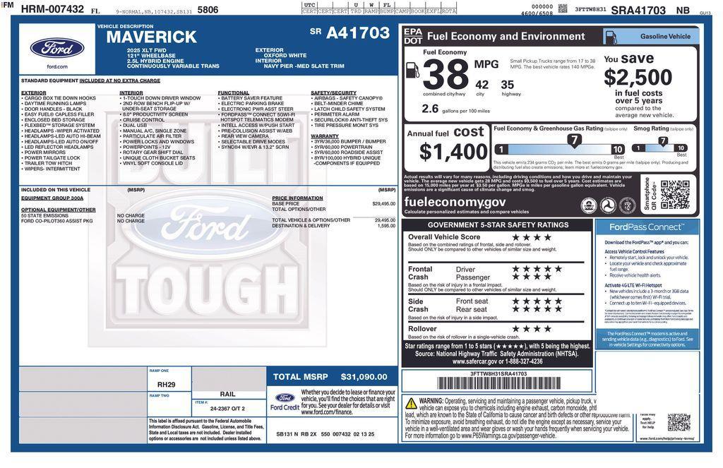 new 2025 Ford Maverick car, priced at $29,673