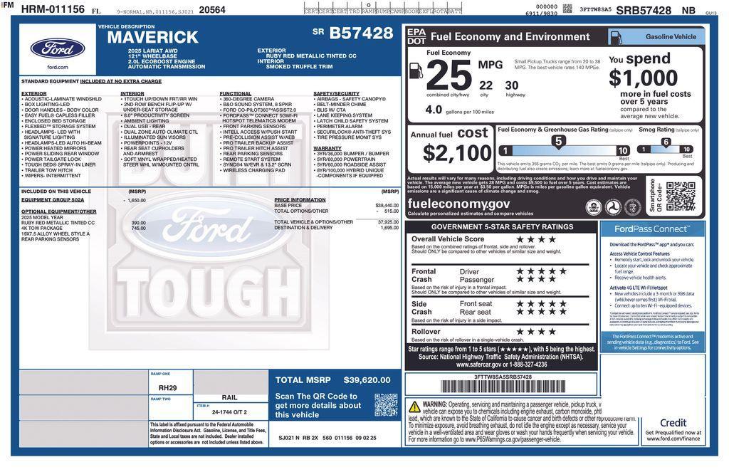 new 2025 Ford Maverick car, priced at $37,911