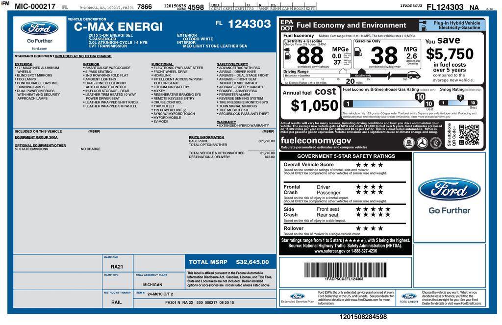 used 2015 Ford C-Max Energi car, priced at $8,901