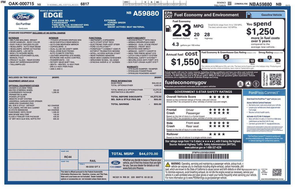 used 2022 Ford Edge car, priced at $22,500