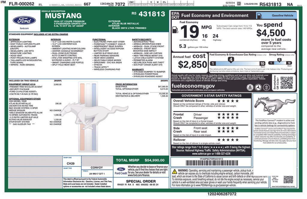 used 2024 Ford Mustang car, priced at $44,900