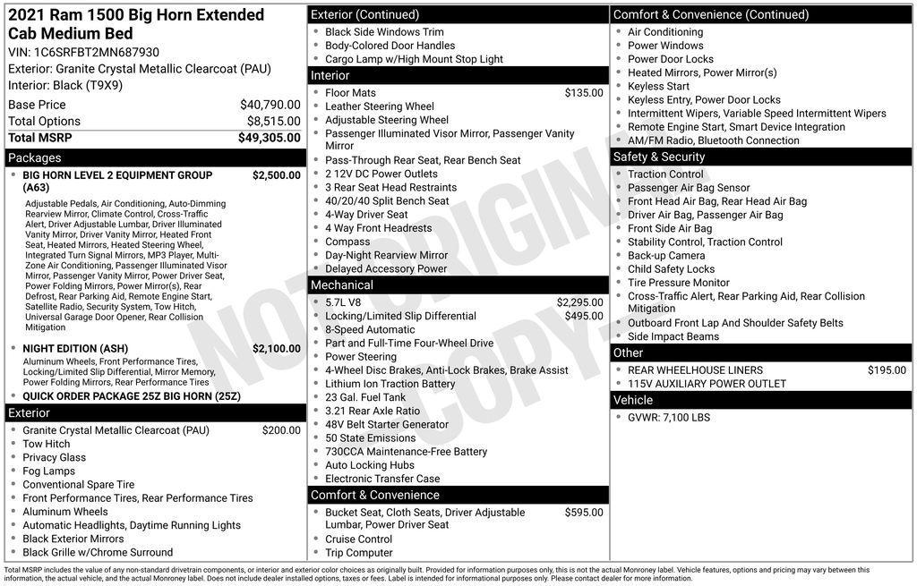 used 2021 Ram 1500 car, priced at $22,900
