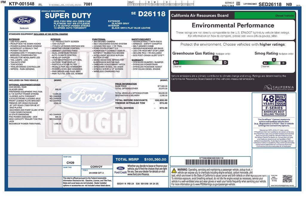 new 2025 Ford F-250 car, priced at $96,030