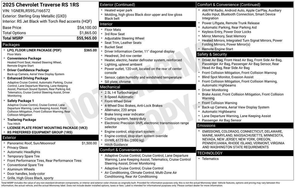 used 2025 Chevrolet Traverse car, priced at $51,500