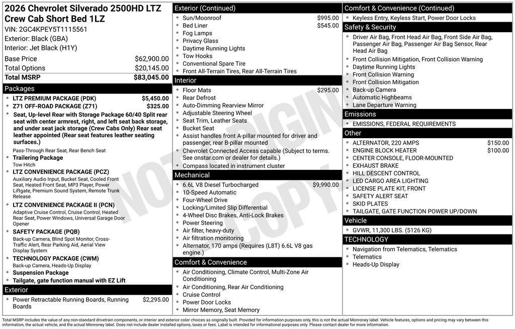 new 2026 Chevrolet Silverado 2500 car, priced at $80,709