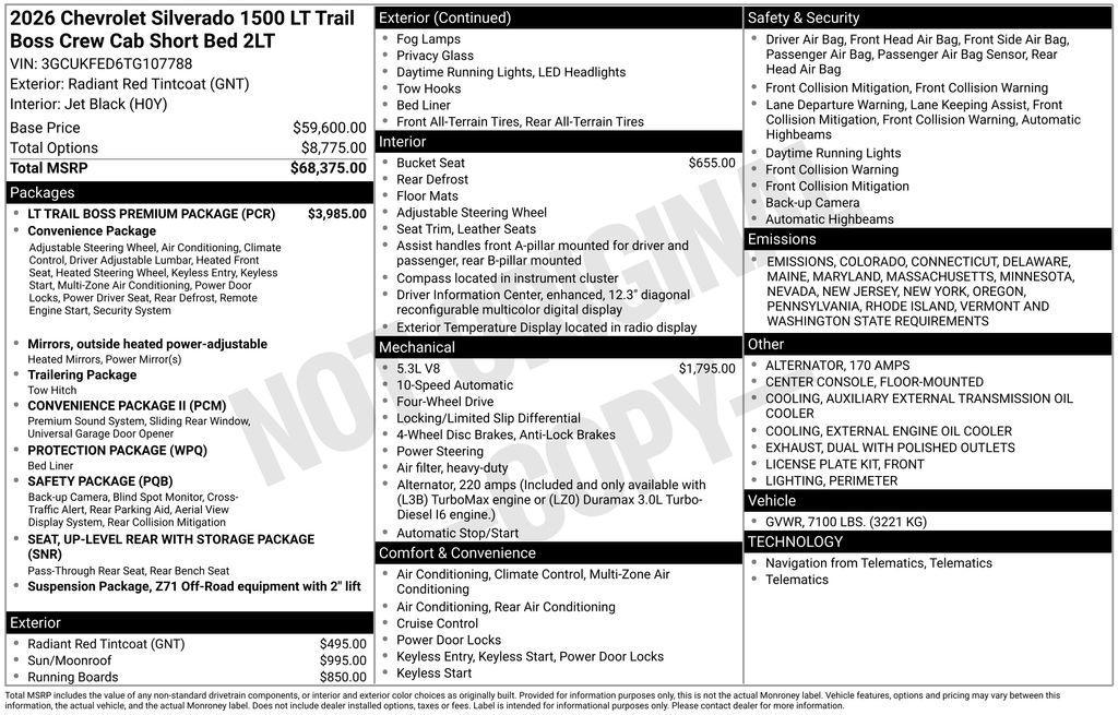 new 2026 Chevrolet Silverado 1500 car, priced at $60,866