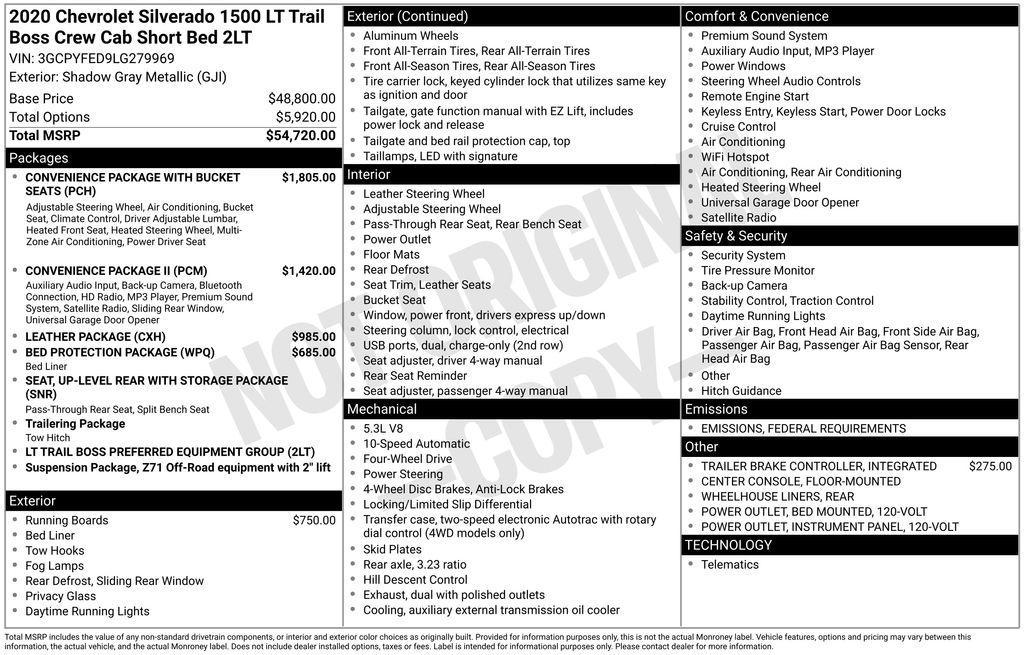 used 2020 Chevrolet Silverado 1500 car, priced at $37,464