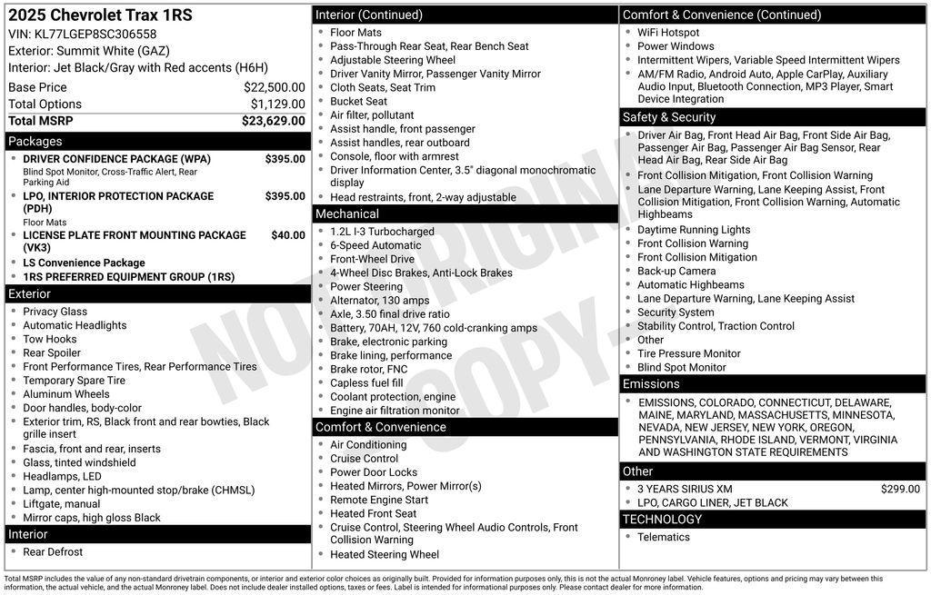 new 2025 Chevrolet Trax car, priced at $24,984