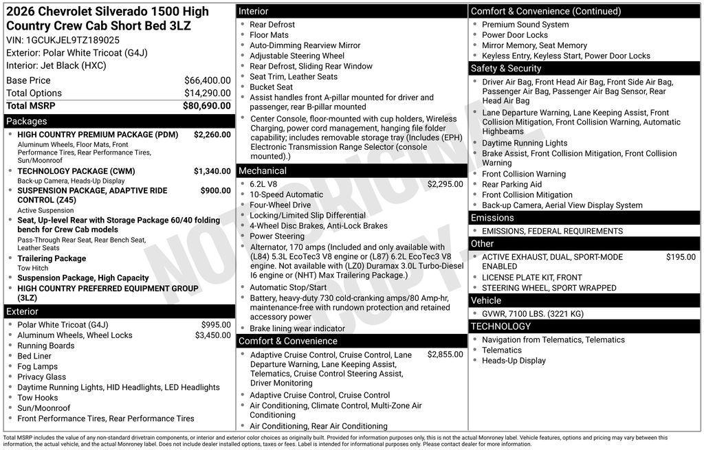 new 2026 Chevrolet Silverado 1500 car, priced at $71,906