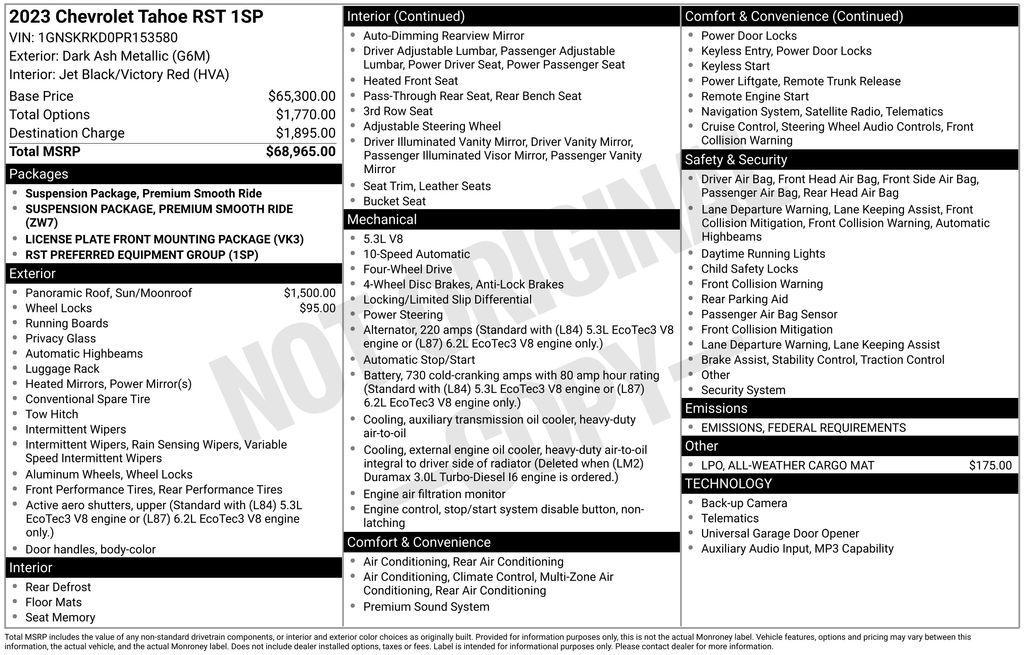 used 2023 Chevrolet Tahoe car, priced at $58,437