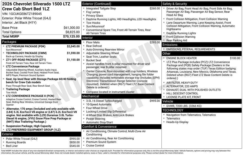 new 2026 Chevrolet Silverado 1500 car, priced at $63,526