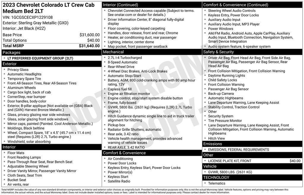 used 2023 Chevrolet Colorado car, priced at $29,723