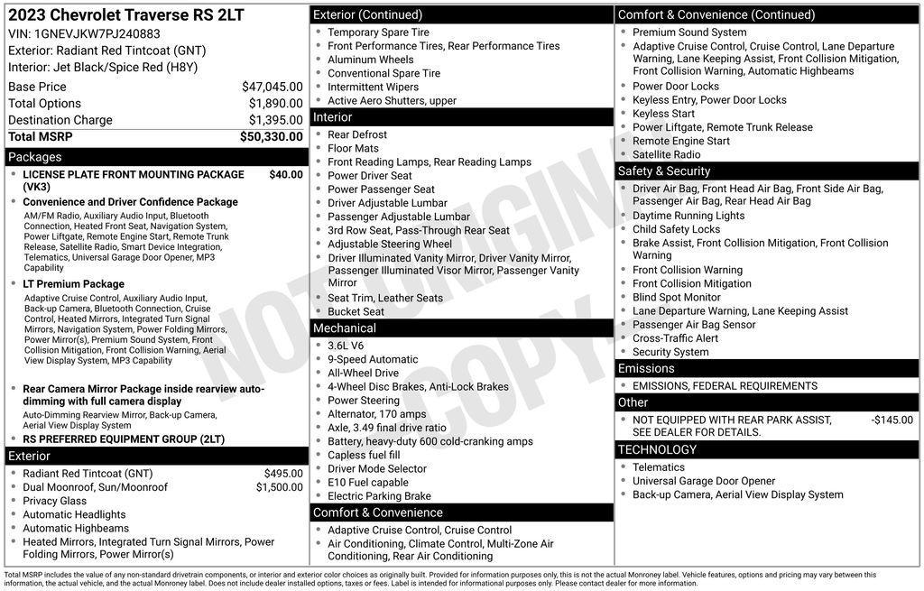 used 2023 Chevrolet Traverse car, priced at $34,881