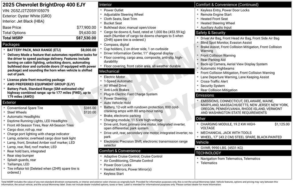 new 2025 Chevrolet BrightDrop 400 car, priced at $64,812