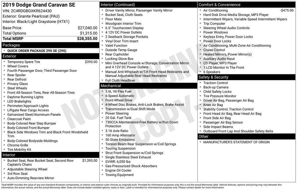 used 2019 Dodge Grand Caravan car, priced at $13,776