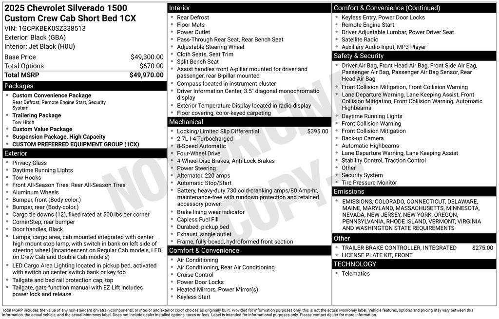 new 2025 Chevrolet Silverado 1500 car, priced at $45,554