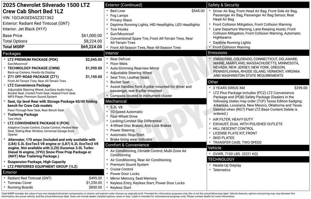 new 2025 Chevrolet Silverado 1500 car, priced at $64,921